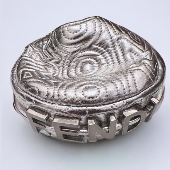 Fendi by Marc Jacobs Nano Fendigraphy Silver-Colored Nappa Leather, Like New! - Picture 2 of 5